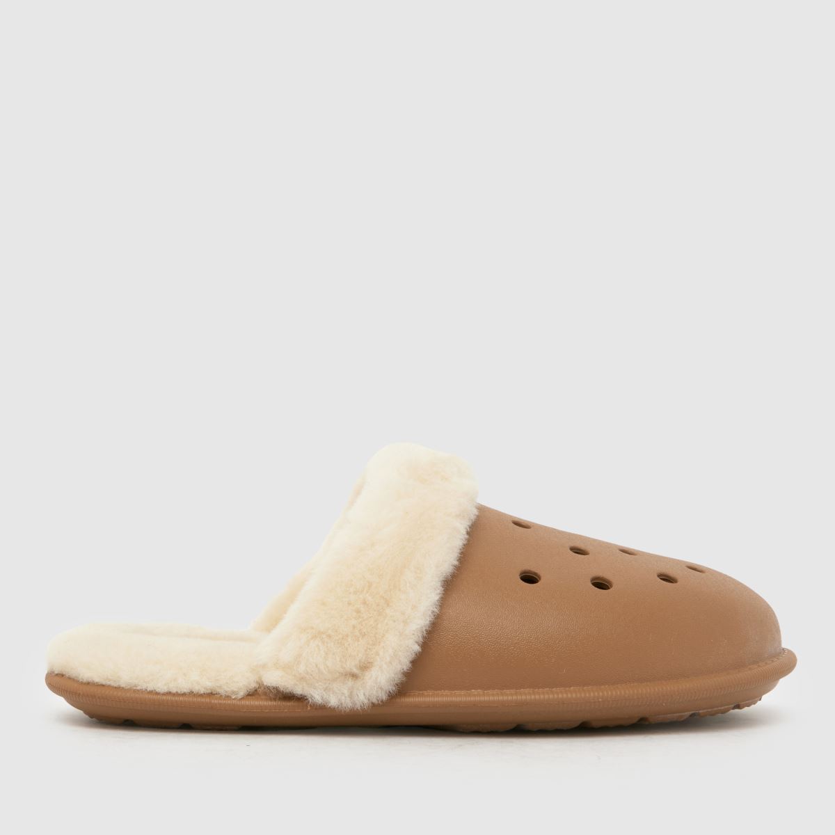 Crocs Classic Fuzz Scuff Slippers in Brown