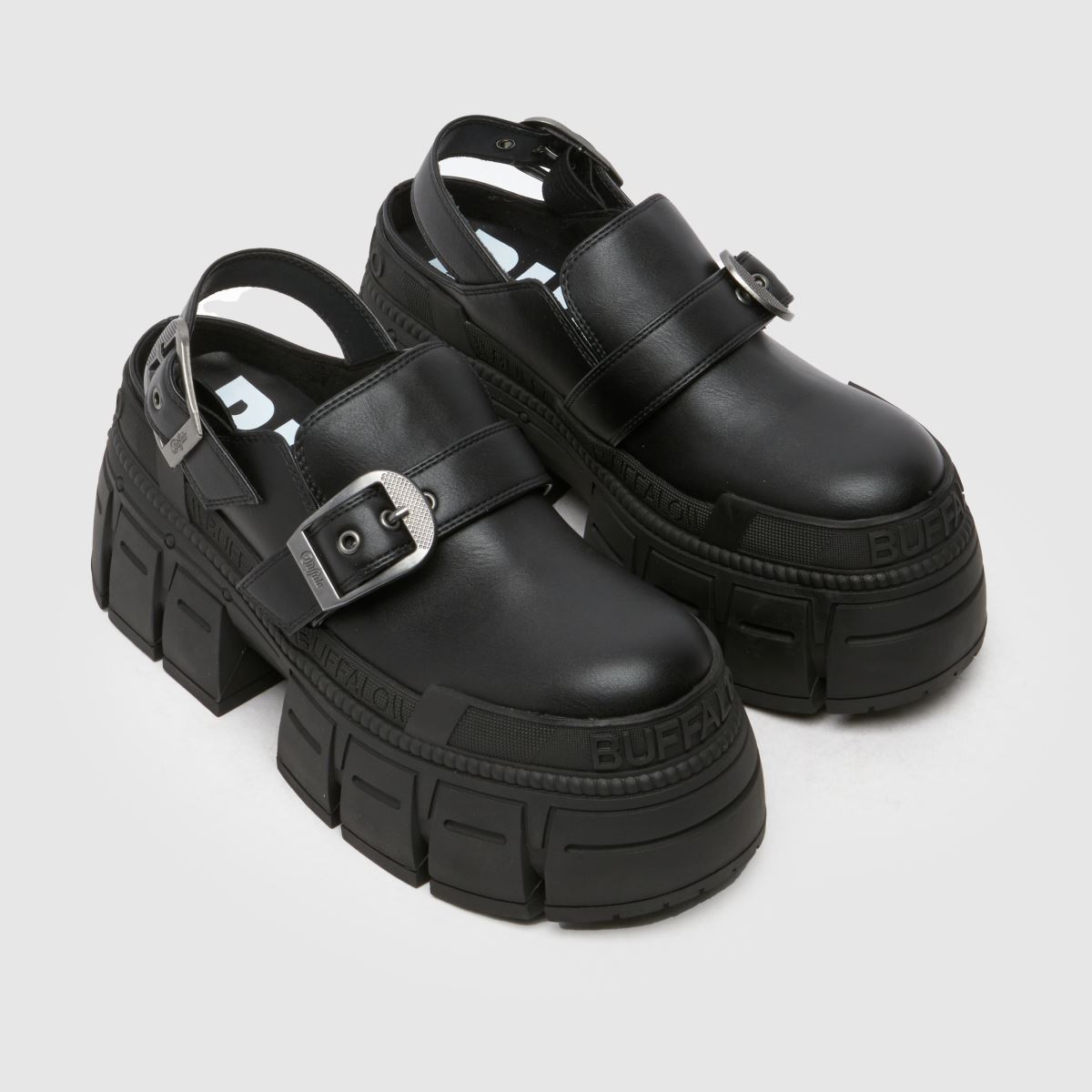 Womens Black Buffalo London Gospher Clog Sandals | schuh
