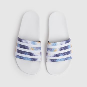adidas white & blue adilette sandals adidas white & blue adilette sandals