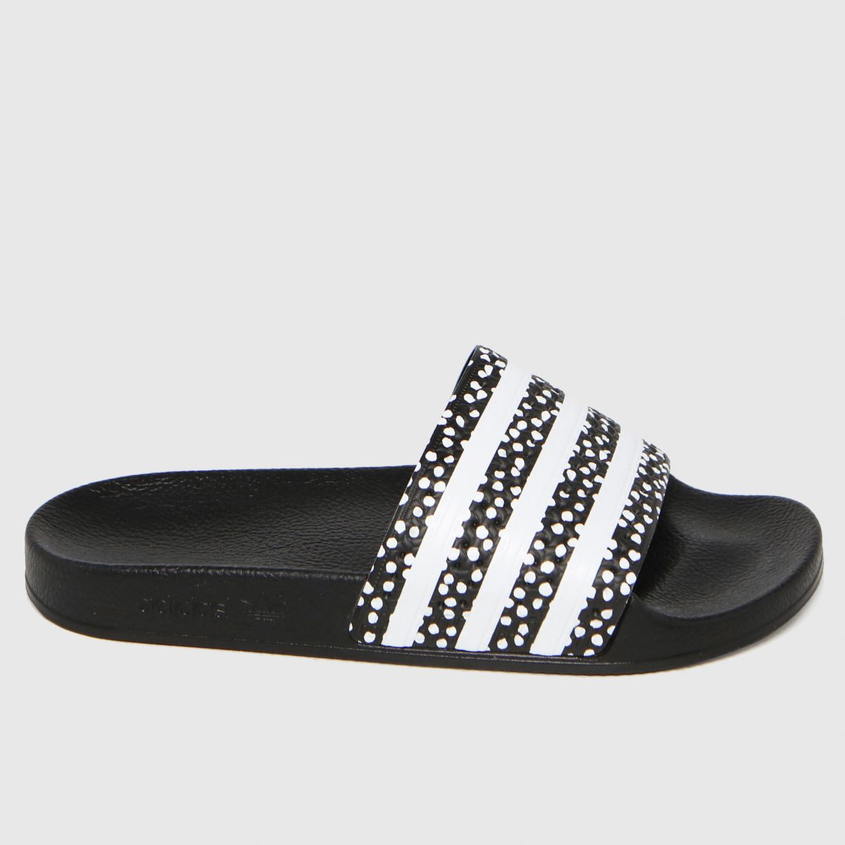 adidas black and white flip flops