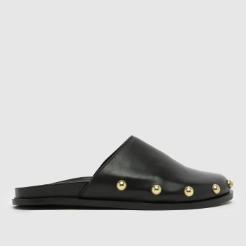 schuh Black Teale Leather Stud Womens Sandals