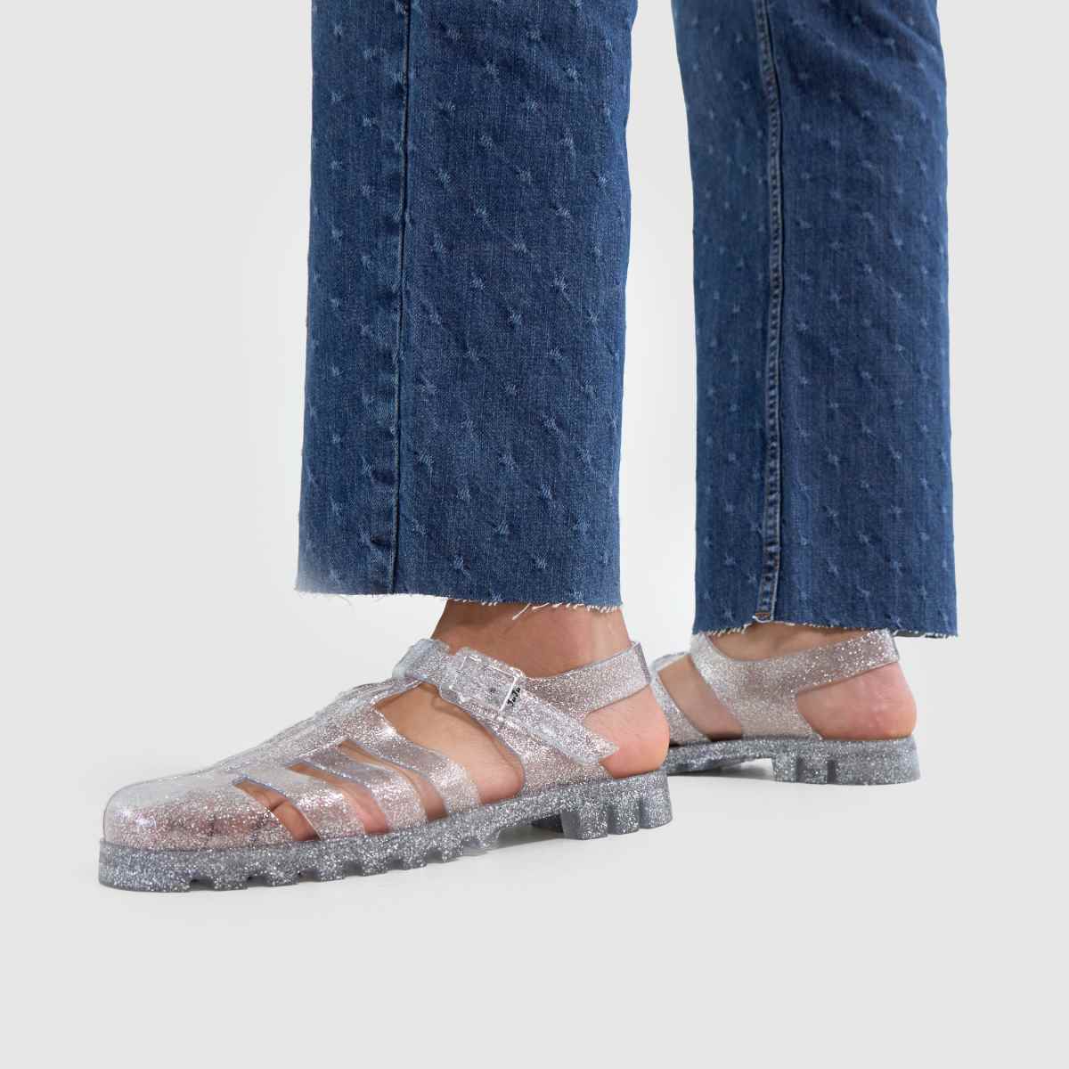 Womens Silver JUJU JELLIES Maxi Flat Sandals | schuh