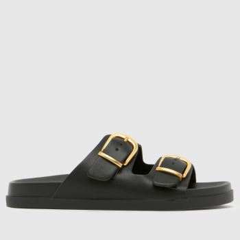 schuh Schwarz Trish Buckle Footbed Damen Sandalen