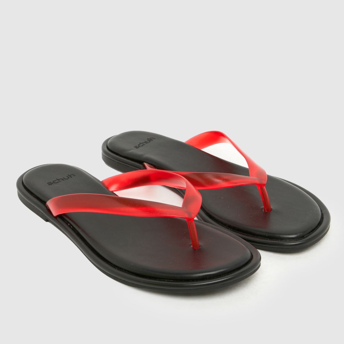 schuh Truffle Toe Post Sandals in Black & Red