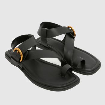 schuh Black Tanvi Leather Womens Sandals