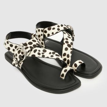 schuh Black & White Tanvi Leather Womens Sandals