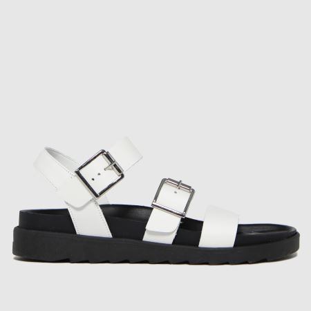 schuh chaser leather chunky buckle sandals in black