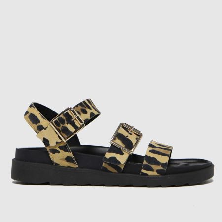 schuh chaser leather chunky buckle sandals in black