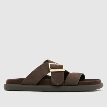 schuh Brown Tear Suede Footbed Womens Sandals