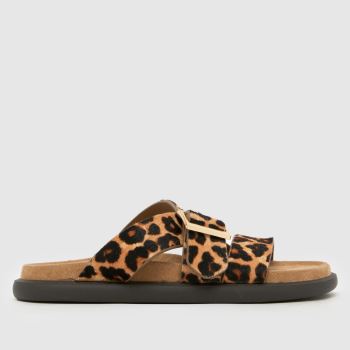 schuh Beige-Braun Tear Leather Footbed Damen Sandalen