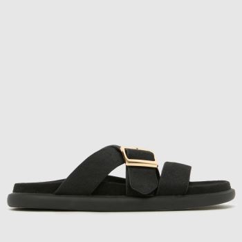 schuh Black Tear Leather Footbed Womens Sandals