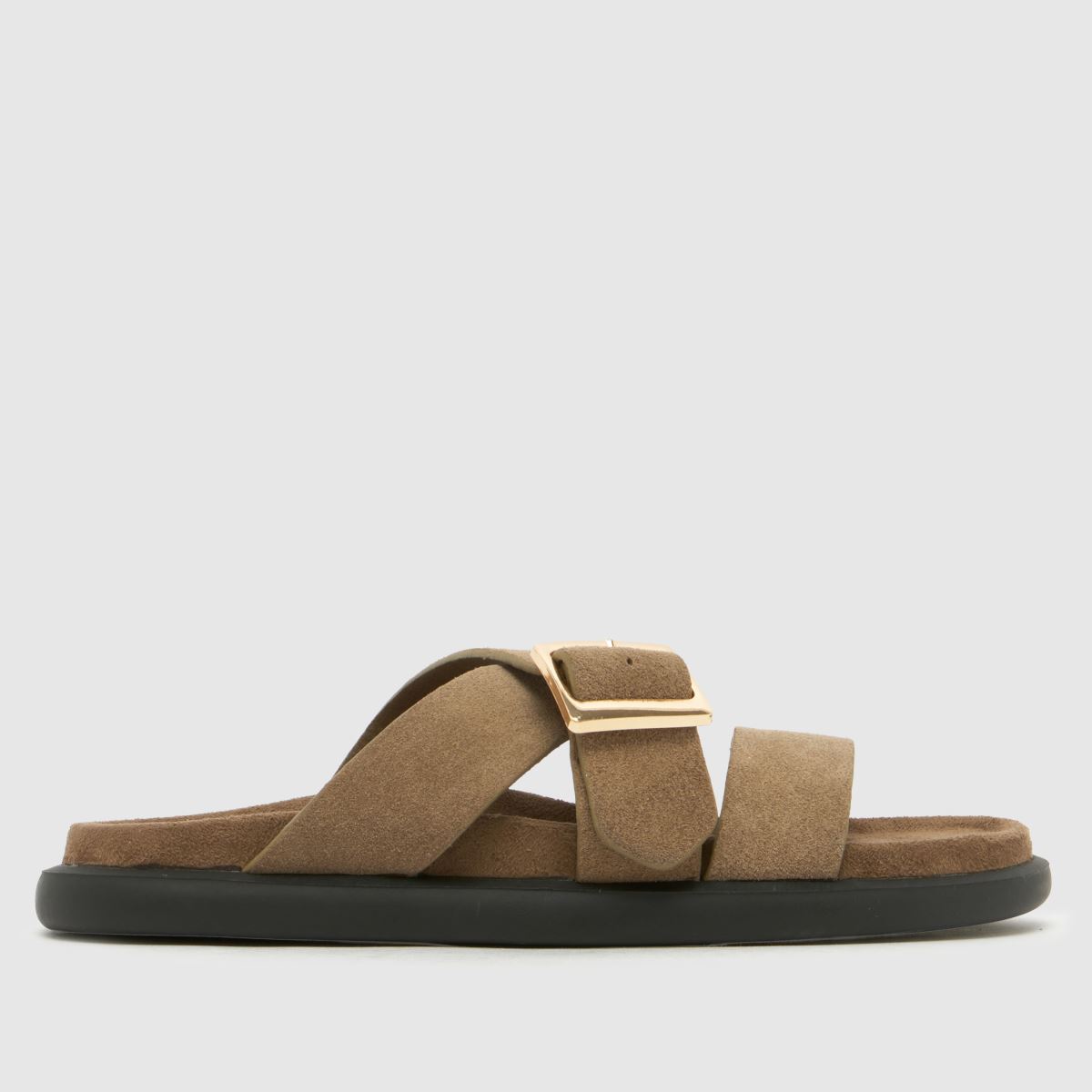 Click to view product details and reviews for Schuh Tear Suede Footbed Sandals In Taupe.