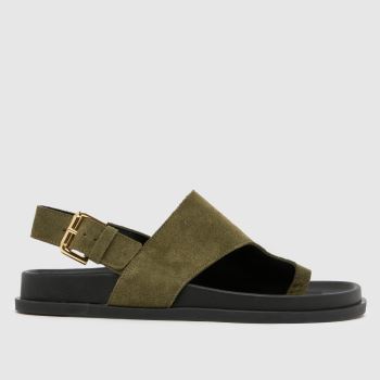 schuh Dark Green Tamsyn Leather Toe Post Womens Sandals
