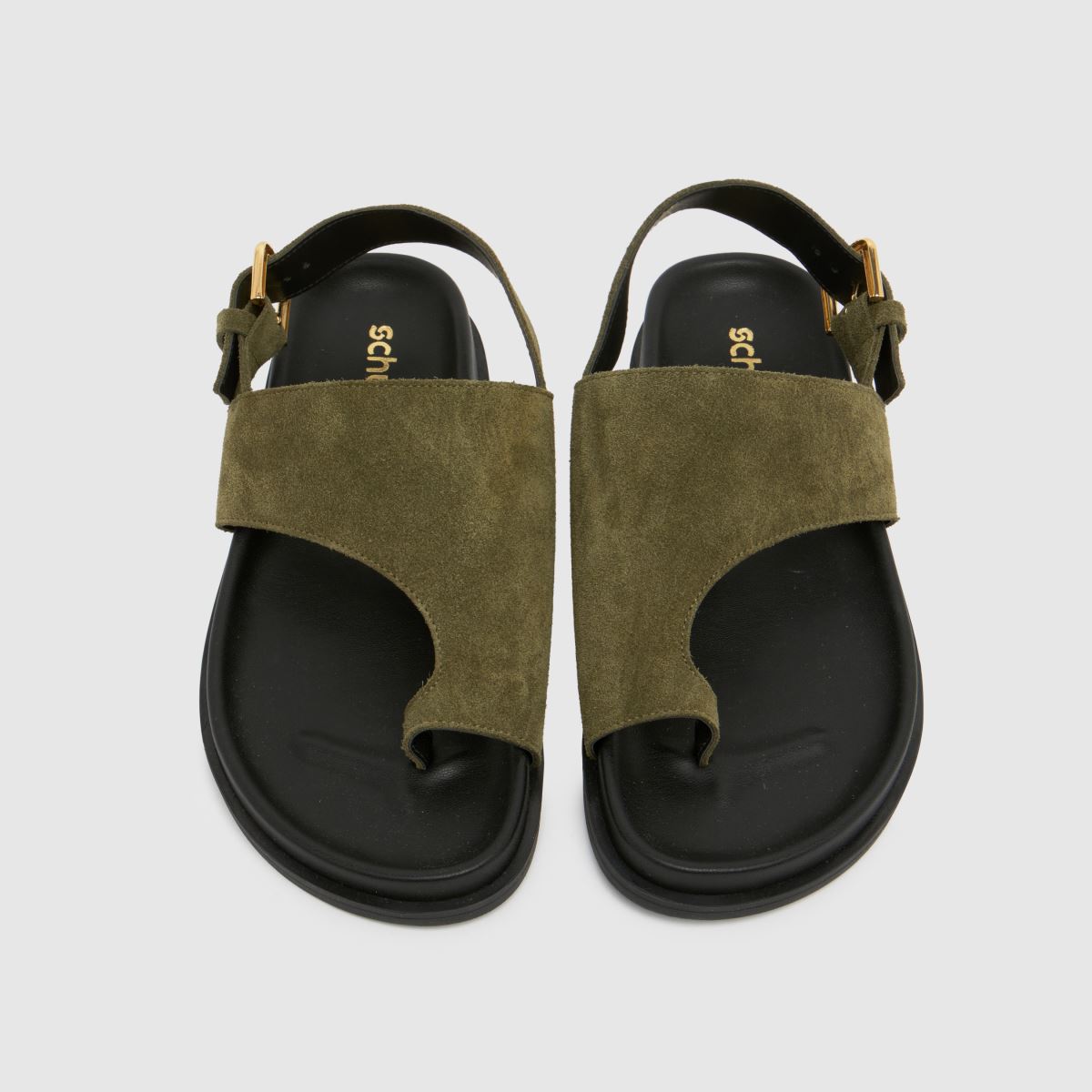 schuh Tamsyn Toe Post Sandals in Dark Green schuh Tamsyn Toe Post Sandals in Dark Green