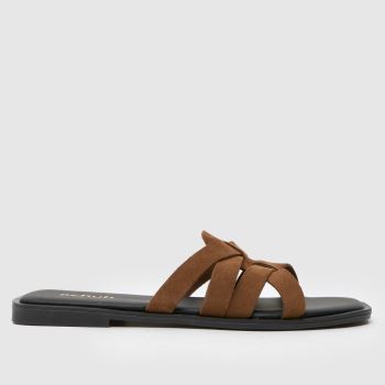 schuh Tan Tallie Croc Mule Flat Womens Sandals