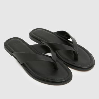 schuh Black Thailand Leather Toe Post Womens Sandals