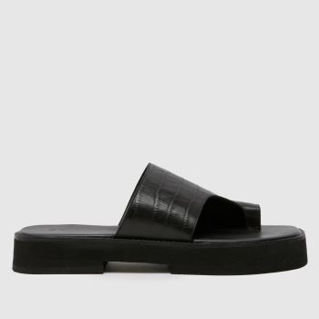 schuh Black Tori Chunky Croc Mule Womens Sandals