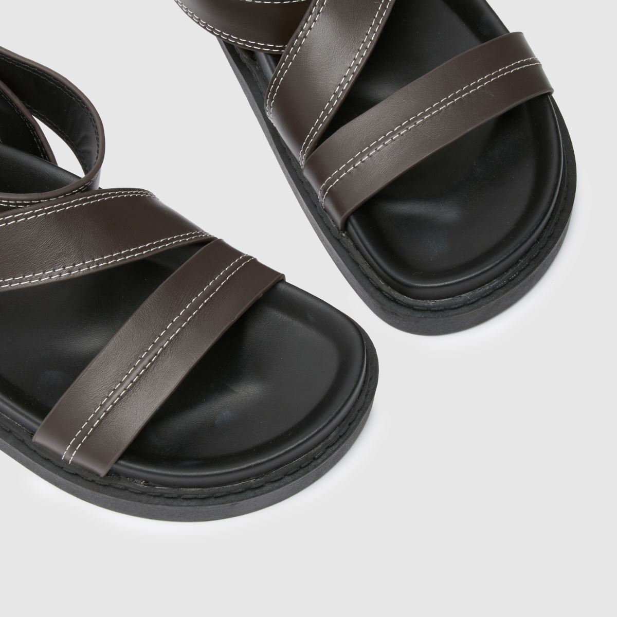 schuh Toya Chunky Footbed Sandals in Brown & White schuh Toya Chunky Footbed Sandals in Brown & White