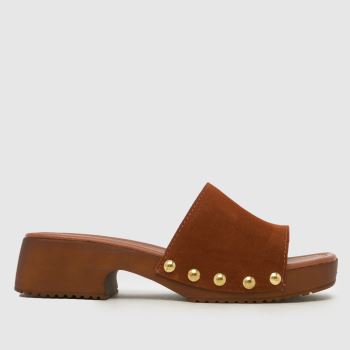 schuh Tan Verity Suede Clog Womens Sandals