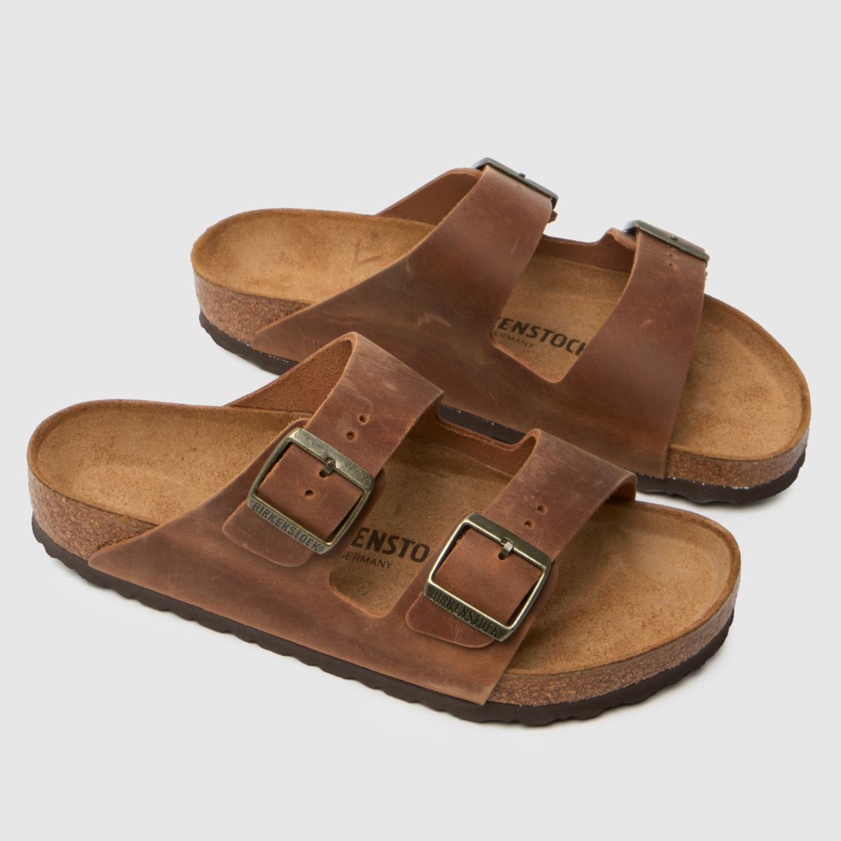 BIRKENSTOCK Arizona Oiled Leather Sandals in Cognac