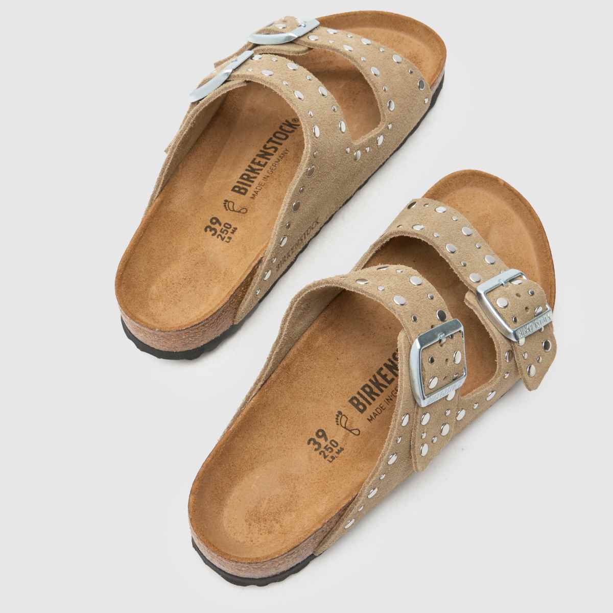 Womens Taupe BIRKENSTOCK Arizona Suede Rivet Sandals schuh