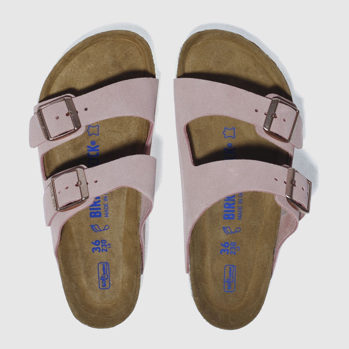 womens pale pink birkenstock arizona soft footbed suede sandals | schuh