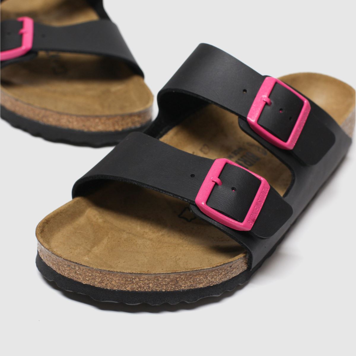 birkenstock black & pink birk arizona sandals