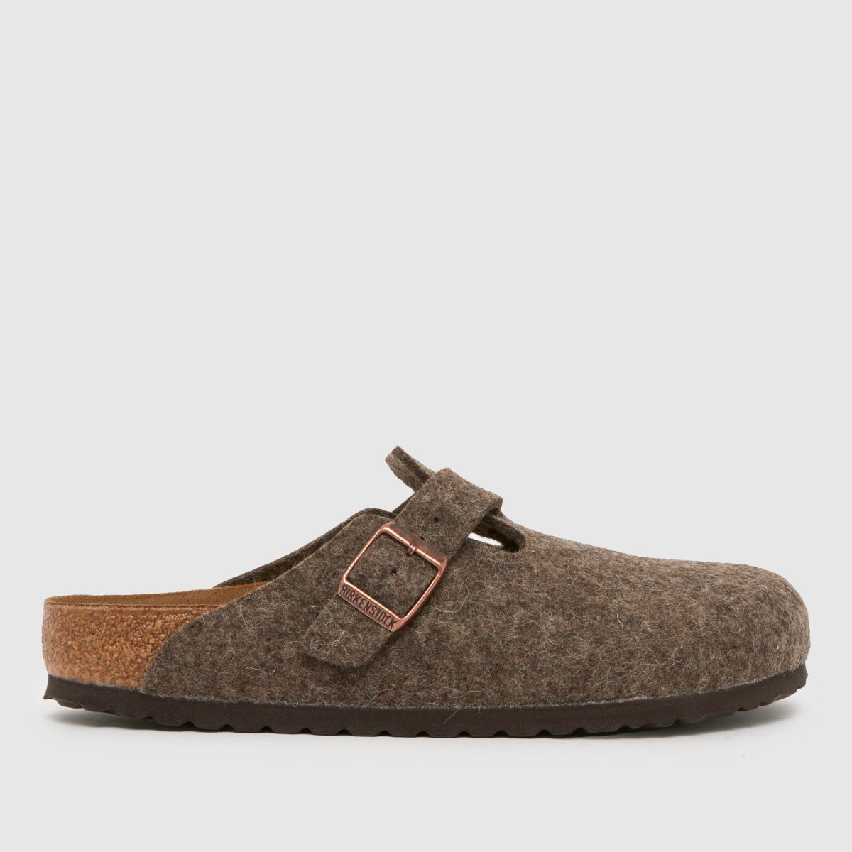 BIRKENSTOCK Boston Wool Felt Clog Sandals in Dark Brown