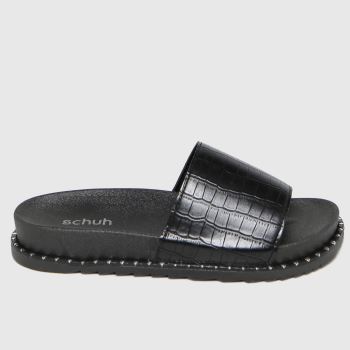 schuh black tabitha croc stud slide sandals schuh black tabitha croc stud slide sandals