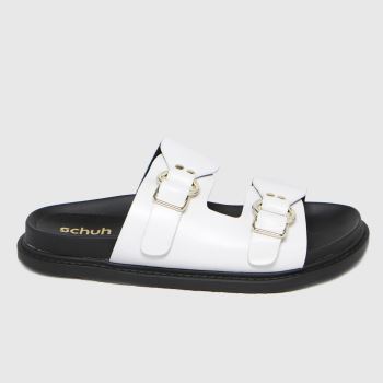 schuh white talia double strap buckle sandals schuh white talia double strap buckle sandals