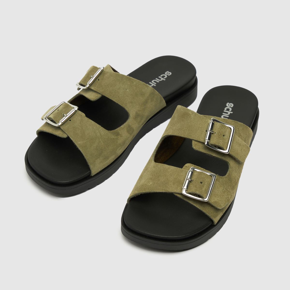 Womens Khaki schuh Trista Suede Buckle Footbed Sandals schuh