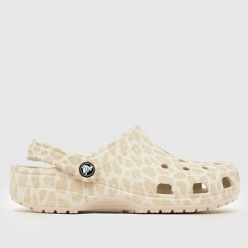 Crocs Beige Multi Classic Animal Clog Womens Sandals