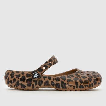 Crocs Brown & Black Classic Animal Ballet Womens Sandals