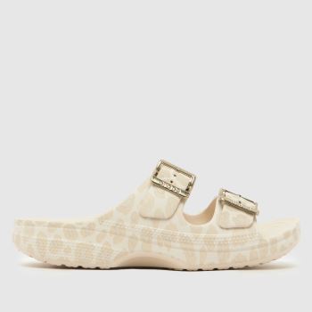 Crocs Beige Multi Saturday Metallic Buckle Womens Sandals