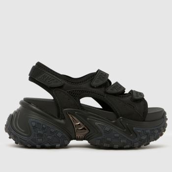 Buffalo London Black Cerbo Track Womens Sandals
