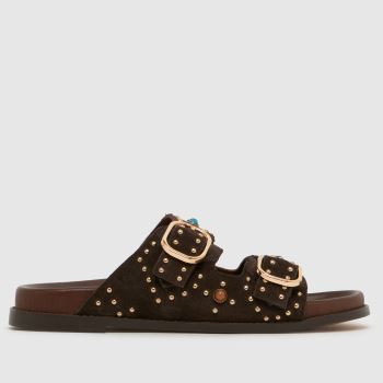 BIBI LOU Dark Brown Linder Slide Womens Sandals