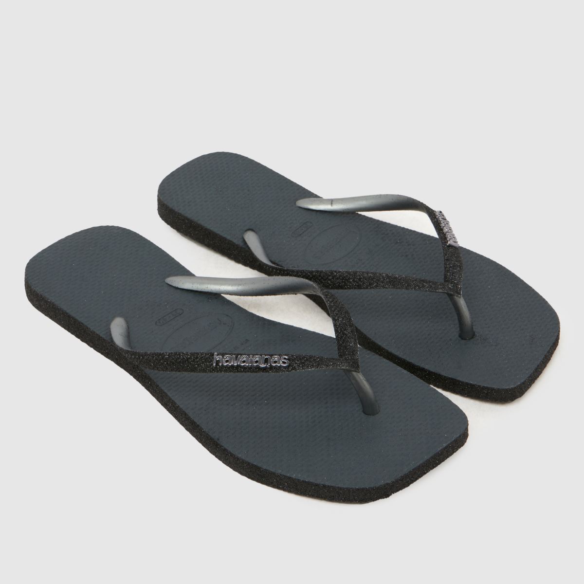 Havaianas Square Sparkle Flip Sandals in Black