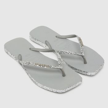 Havaianas Silver Square Sparkle Flip Womens Sandals