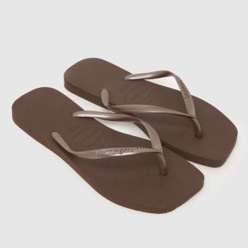 Havaianas Dark Brown Slim Square Flip Womens Sandals