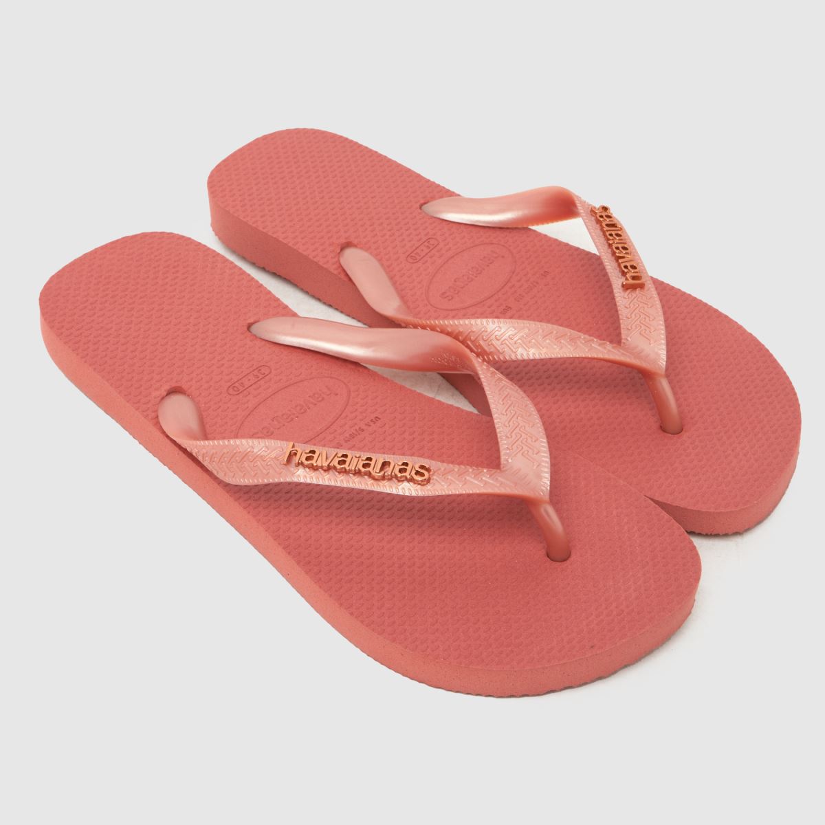 Havaianas Top Logo Metallic Flip Sandals in Peach