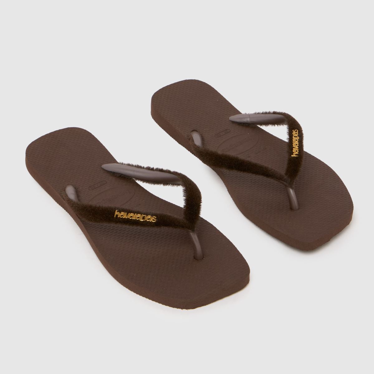 Havaianas Slim Square Logo Metallic Sandals in Brown