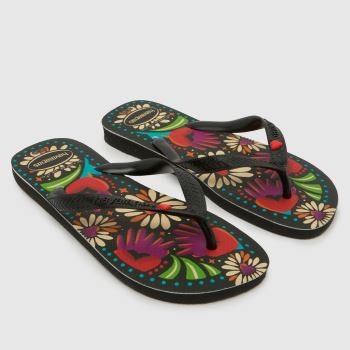 Havaianas Black Multi Ginga Begonia Flip Womens Sandals