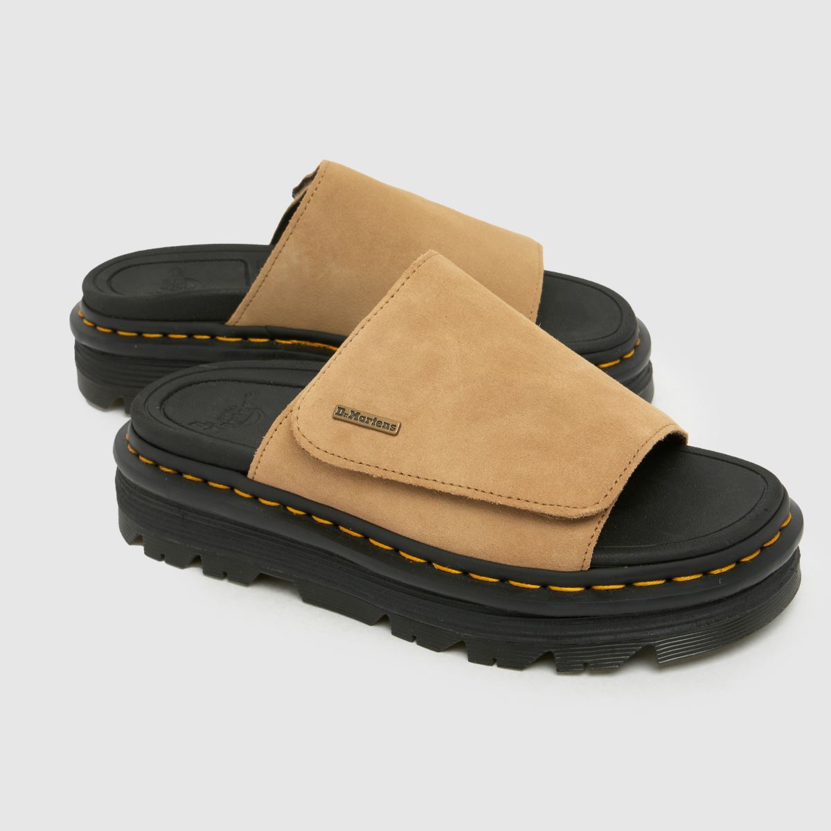 Womens Tan Dr Martens Zebzag Slide Sandals | schuh