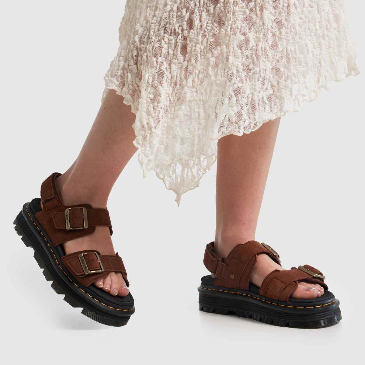 Womens Brown Dr Martens Zebzag Sandals | schuh