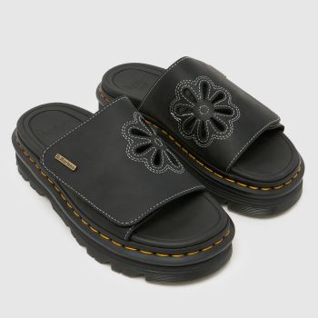 Dr Martens Black Zebzag Dunnet Flower Slide Womens Sandals