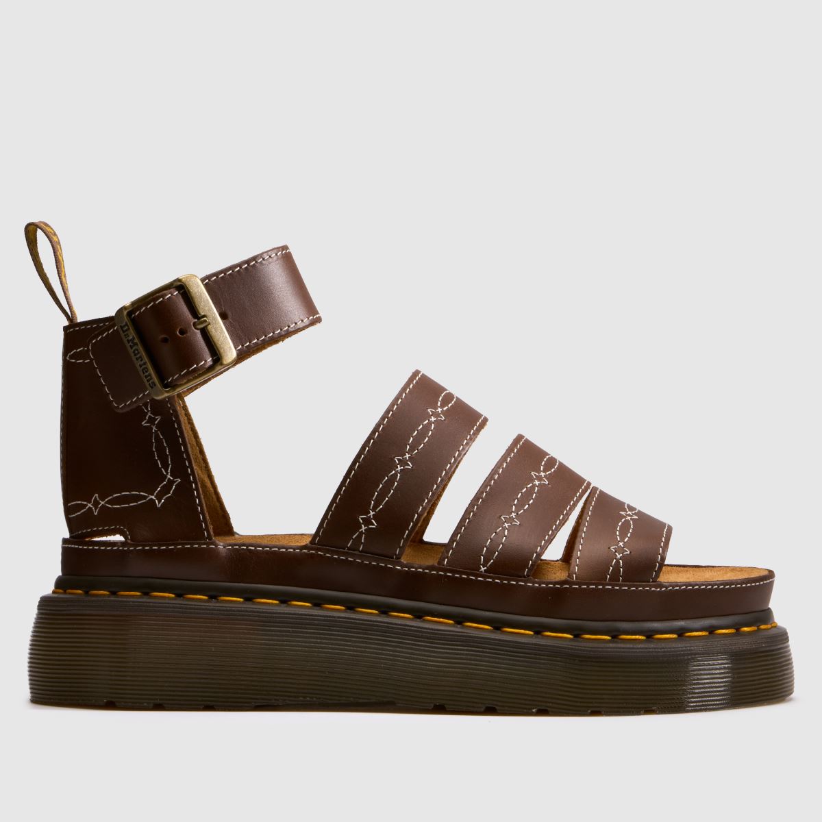 Dr. Martens Clarissa Quad Rodeo Sandals in Dark Brown
