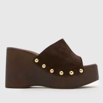 schuh Braun Vixen Suede Wedge Clog Damen Sandalen