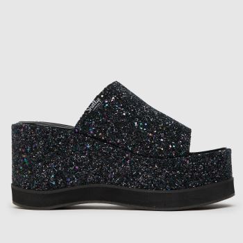 Shellys London pewter glitter platform mule sandals Shellys London pewter glitter platform mule sandals
