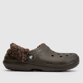 Crocs Dark Brown Classic Fleece Lined Clog Womens Sandals
