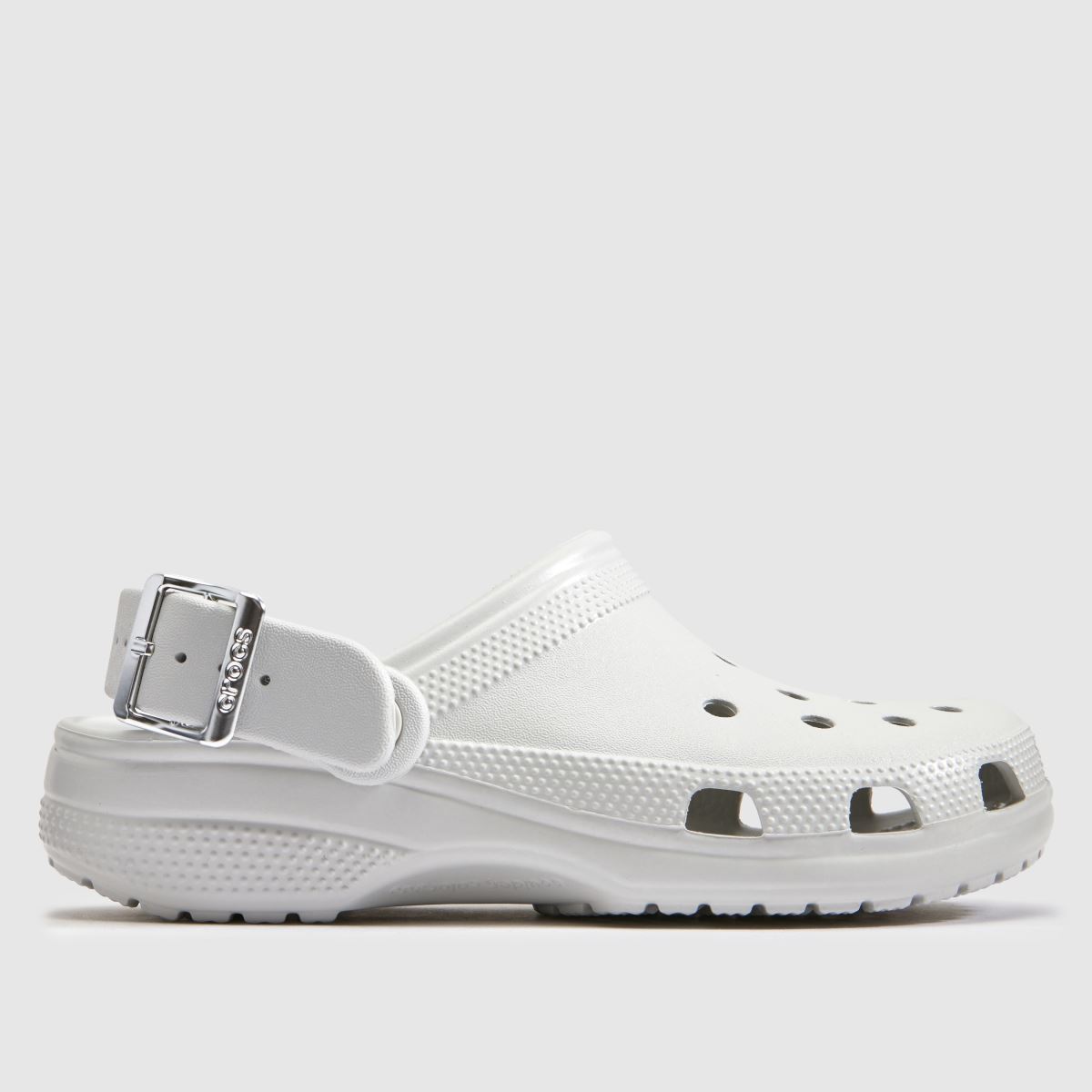 Crocs Classic Metallic Buckle Clog in Light Grey Crocs Classic Metallic Buckle Clog